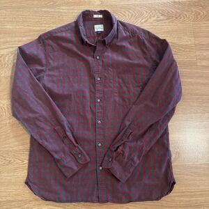 J.‎ CREW Shirt Men's Large Slim Red/Gray Plaid 100% Cotton Shirting Long Sleeve